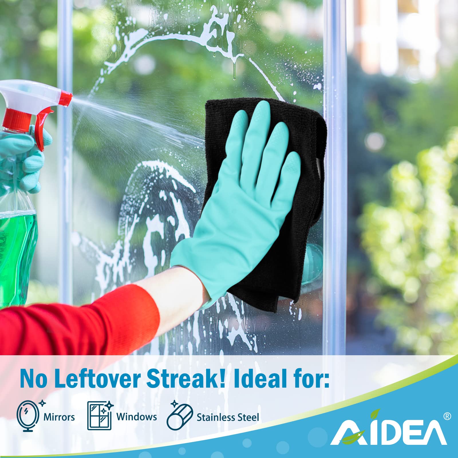 AIDEA Microfiber Cleaning Cloth-8PK, Multi-Purpose & Absorbent Microfiber Cleaning Towel, Lint-Free Streak-Free, Premium Microfiber Cloth for Cleaning Kitchen, Bathroom, Glass, 12