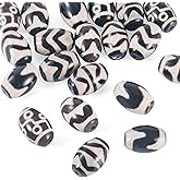 Craftdady 20pcs Tibetan dZi Agate Beads Barrel Natural Agate Stone Loose Spacer Beads Gemstone Bracelet Bead 12x8 mm for Buddhism Necklace Earring Jewelry Making DIY Crafting