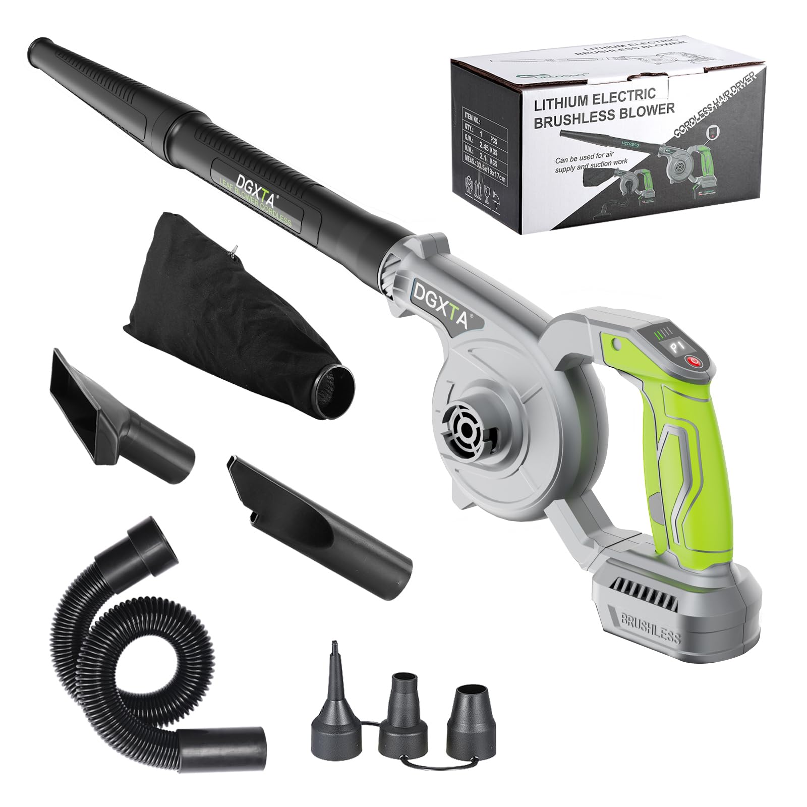 Photo 1 of **BATTERIES NOT INCLUDED**
Leaf Blower Cordless, 2-in-1 Handheld Max 106 CFM/240 MPH Leaf Blower for 18V-21V Batter with 3 Adjustable Speeds, Suitable for Lawn, Yard, Patio (Gray, No Batteries)