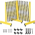 JTZFD 16.8FT Industrial Metal Expandable Barricade，Retractable Traffic Fence with Casters, 270 Degrees Folding Security Gate, Portable Barricade Gate for Construction Area, Traffic Control, Cordon