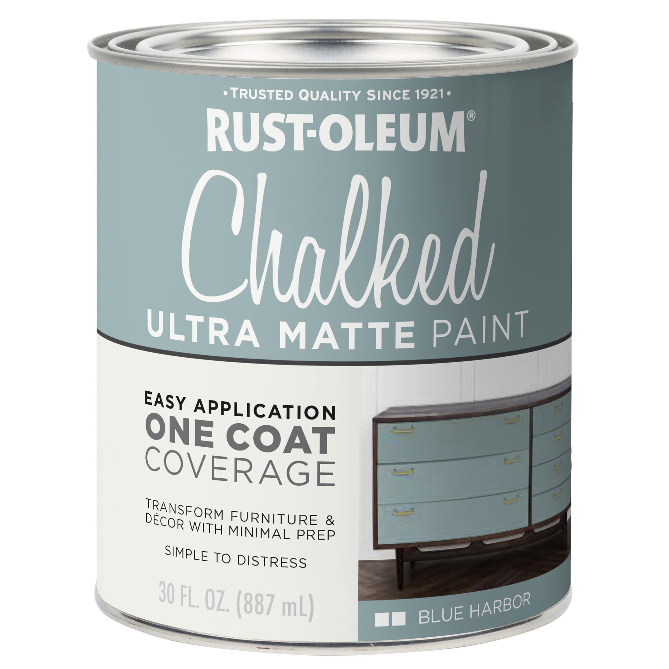 Photo 1 of Rust-Oleum Harbor Blue Chalked All-in-One Ultra Matte Paint | One Coat Coverage | No Primer, Sanding, Or Topcoat Needed | Easy Clean Up | Made in USA | 30 OZ