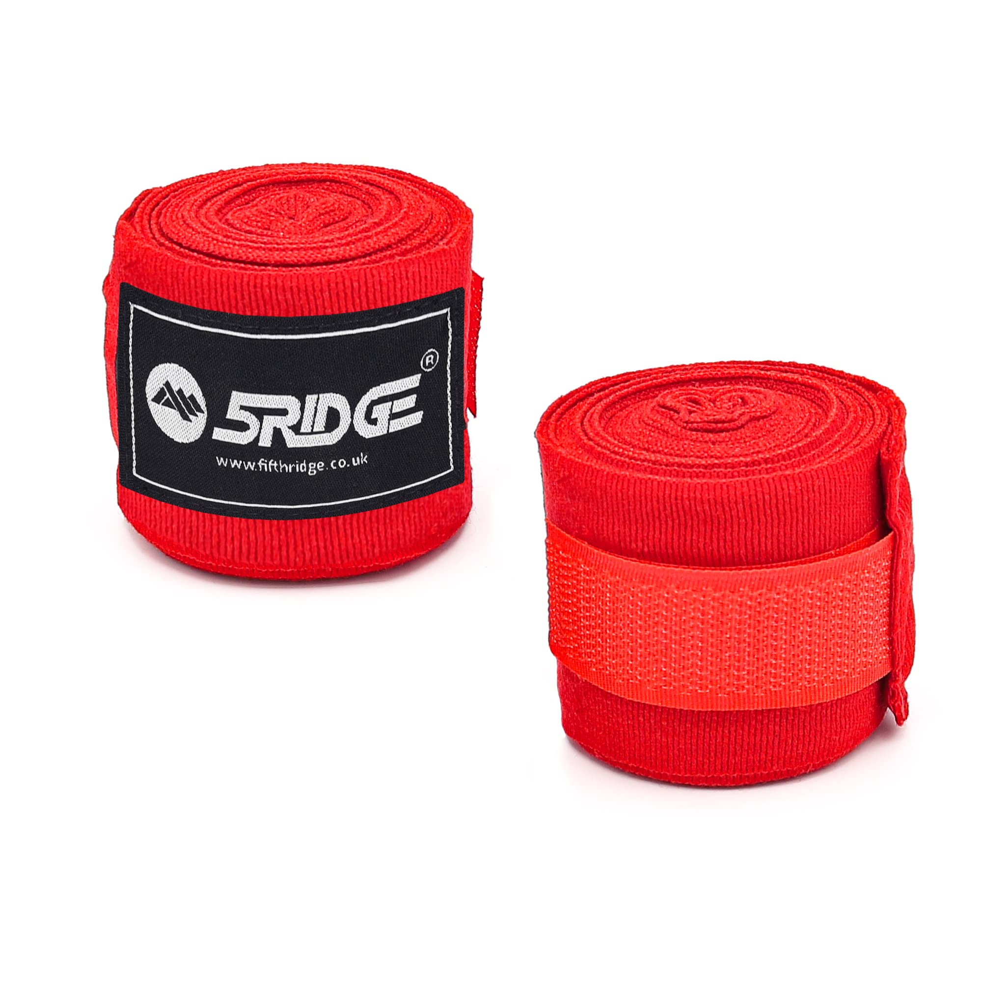 5RIDGE Boxing Hand Wraps Inner Gloves 2.5 Meter Elasticated Woven Bandages, Thumb Loop Wrist & Knuckle Protection Straps for Muay Thai MMA Kickboxing Martial Arts Men Women Kids (Red)