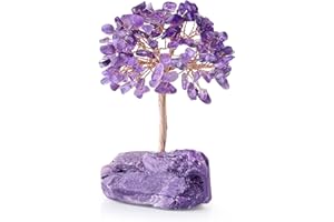 DUQGUHO Crystal Tree Amethyst Crystal Gemstone Money Tree with Natural Quartz Amethyst Stone Base Feng Shui Crystal Tree for Home Office Desk Decor Reiki Luck Crystal Gifts