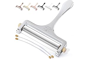 Zulay Kitchen Stainless Steel Wire Cheese Slicer - Adjustable Hand Held Cheese Cutter with 2 Extra Wires - Premium Cheese Sha