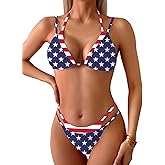 TASHEHE Women's Thong Bikini Set Double Layer Bikini Sexy Triangle Halter Two Piece Swimsuit Y2k Bathing Suit