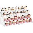 Lifewit 4 Tier Clear Cupcake Stand, 12 Inch Display Shelf for Cupcake, Desserts, Figurines, Perfumes, Display Risers Stand for Holiday, Birthday, Wedding Party Decor, 2-Pack