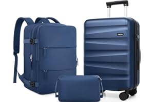 UKEIN Luggage Set with Backpack,Polycarbonate Carry On Luggage Airline Approved with Spinner Wheels, Hardshell Travel Suitcase with TSA Lock,Suitcase Set 3 Piece