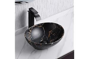 Davivy 16'' X 13.2'' Matte Black Oval Vessel Sink with Pop Up Drain,Bathroom Vessel Sinks,Bathroom Sinks Above Counter,Ceramic Vessel Sink,Counter top Sink,Black Sink Bowls for Bathroom