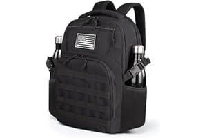 TBNBO Small Military Tactical Backpack for Men，Travel Hiking Black Backpack with Bottle Holder on Both Sides, 25L Laptop Backpack for Work, Men's Assault Bag Back Pack