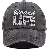 Beach Life Hat, Beach Hair Don't Care Baseball Cap Vintage Embroidered Adjustable Distressed Washed for Men Women