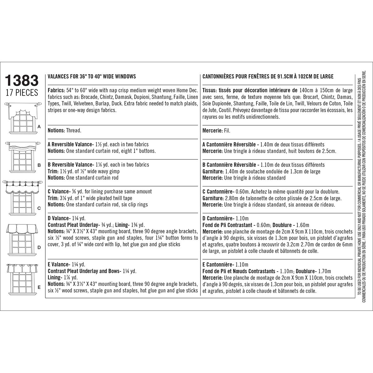 Paper White Simplicity Sewing Pattern 13 Valances For 36 To 40 Wide Windows Size Os One