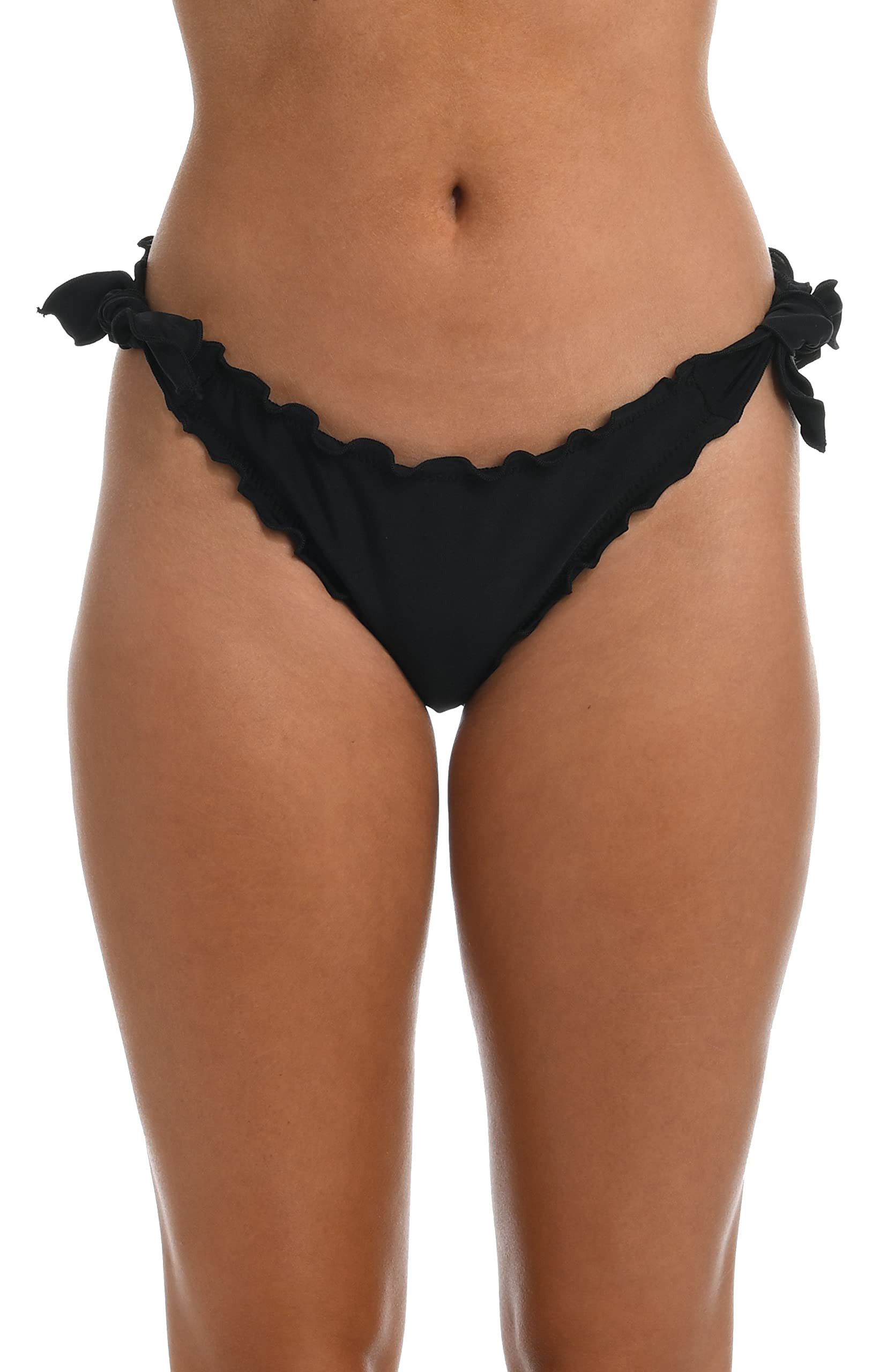Photo 1 of Hobie womens Side Tie Merrow Hipster Swimsuit Bikini Bottoms, Black Solids, Large US