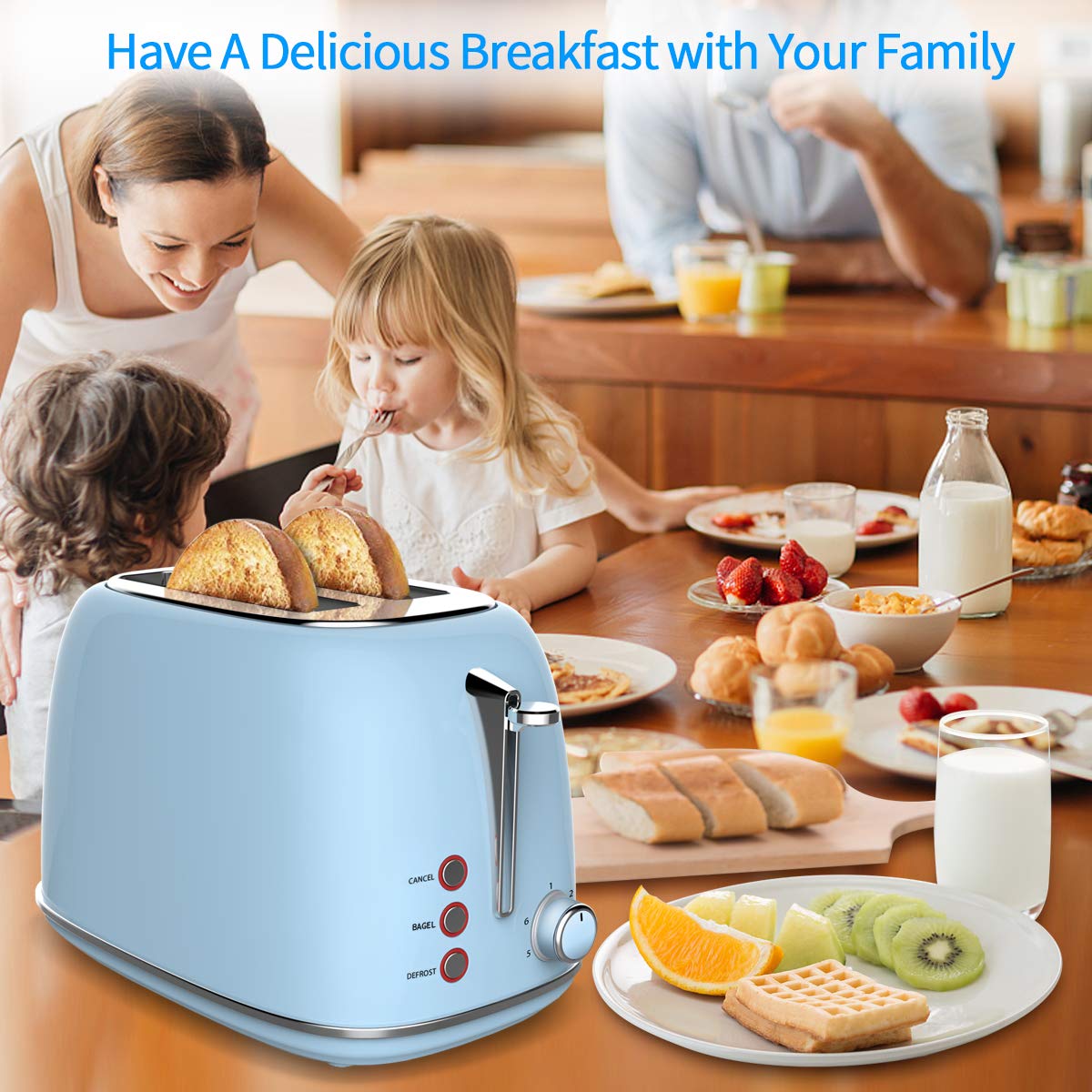2 Slice Toaster with Bagel, Cancel, Defrost Function and 6 Bread Shade Settings Bread Toaster, Extra Wide Slot and Removable Crumb Tray Stainless Steel Toaster