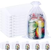 Windyun 100 Pcs White Large Organza Bags Bulk 12 x 8 Inch Sheer Mesh Drawstring Gift Packaging Pouch Bags for Christmas Wedding Game Party Favor Supplies