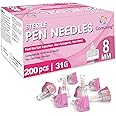 CareLiving Insulin Pen Needles 31G 8 mm (5/16"), 200 Count, Needles for Insulin Injections, Compatible with Most Pens