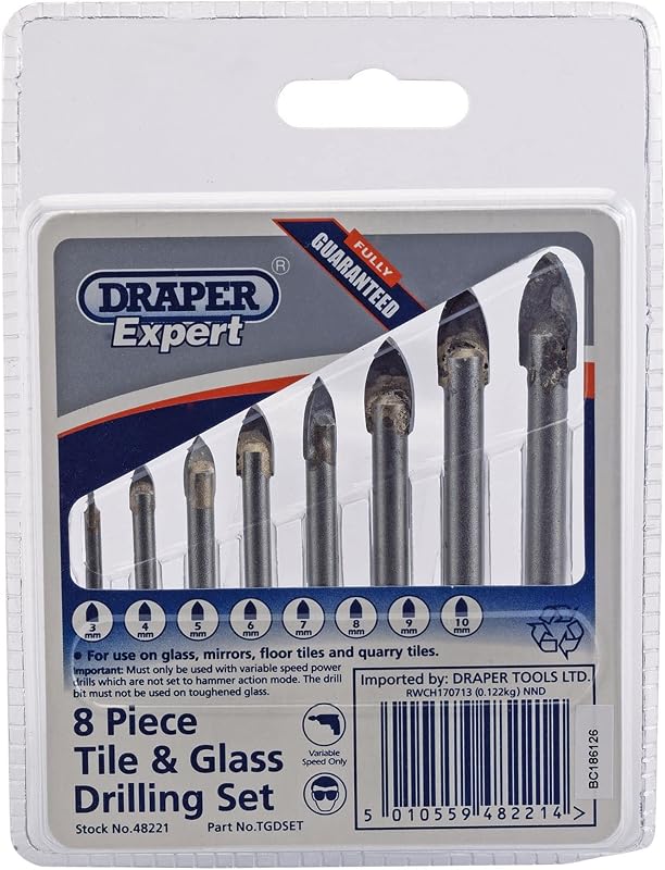 Expert 48221 - Set per foratura piastrelle e vetro, 8 pezzi, colore: Blu