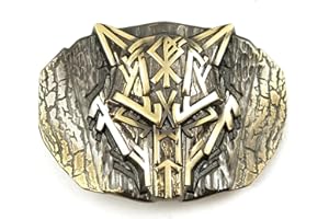 Runic Wolf Belt buckle, Scandinavian Old Norse Celtic wild animal werewolf Viking Fenrir mythology solid brass belt buckle fo
