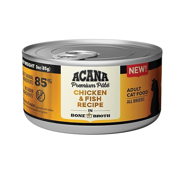 ACANA PREMIUM PATE WET CAT FOOD IN BONE BROTH CHICKEN + FISH RECIPE 3OZ CANS (24 COUNT)