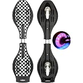 Simcat Caster Board, Skateboard with 360-degree Casters and Illuminating Wheels, Lightweight Durable Twistboard for Kids, Teenagers and Adults