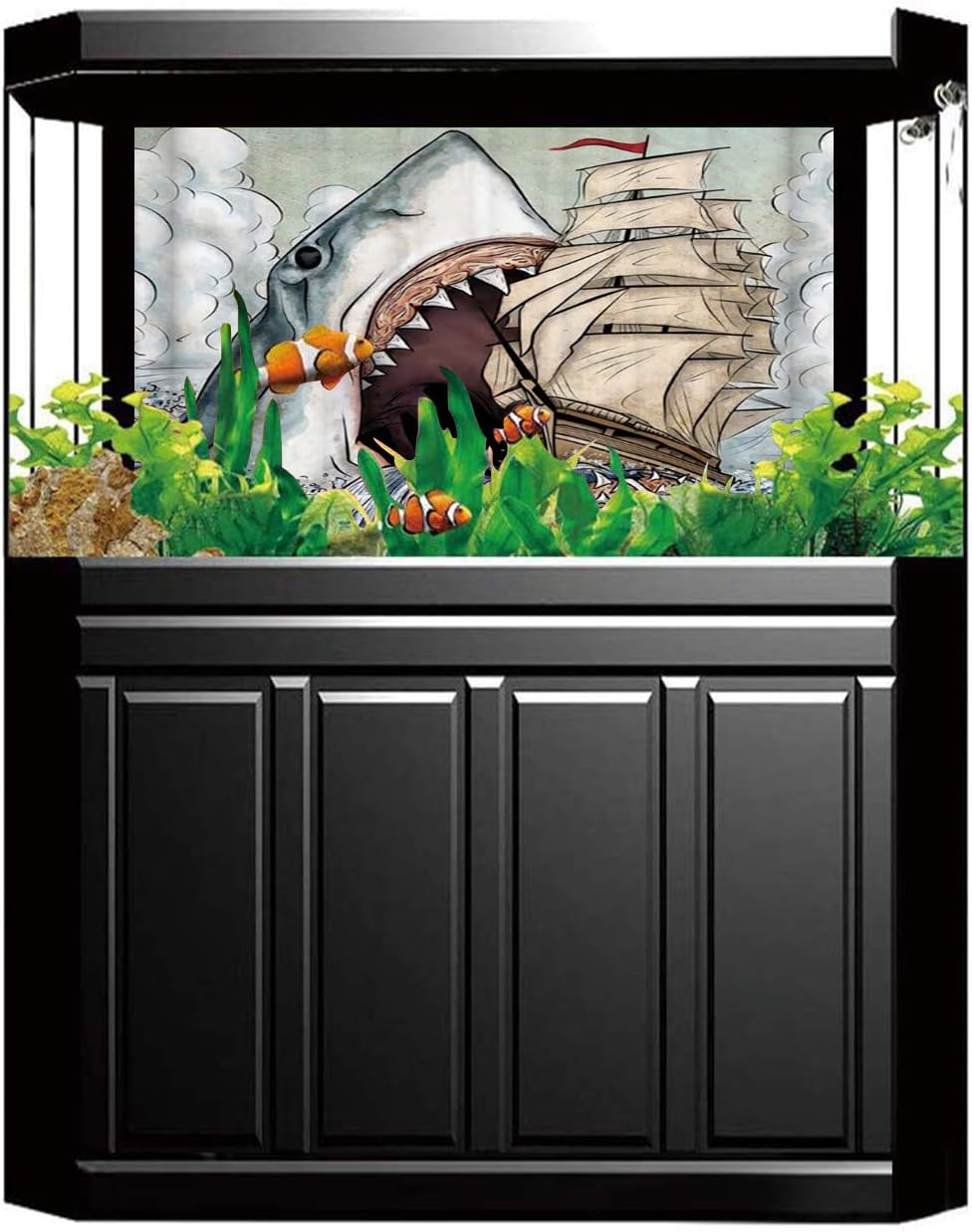 YCHY Aquarium Background,A Hamster is in a cage Looks Out,Self-clinging Fish Tank Wall Decoration Backdrop Poster Aquatic Style Like Real Sticker,W24 xH11
