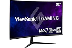 ViewSonic VX3218C-2K 32 Inch Curved 1440p 1ms 180Hz Gaming Monitor with AMD FreeSync Premium, Eye Care, HDMI and Display Port