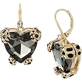 Betsey Leopard Heart Drop Earrings, BLACK DIAMOND, (360565GLD010)