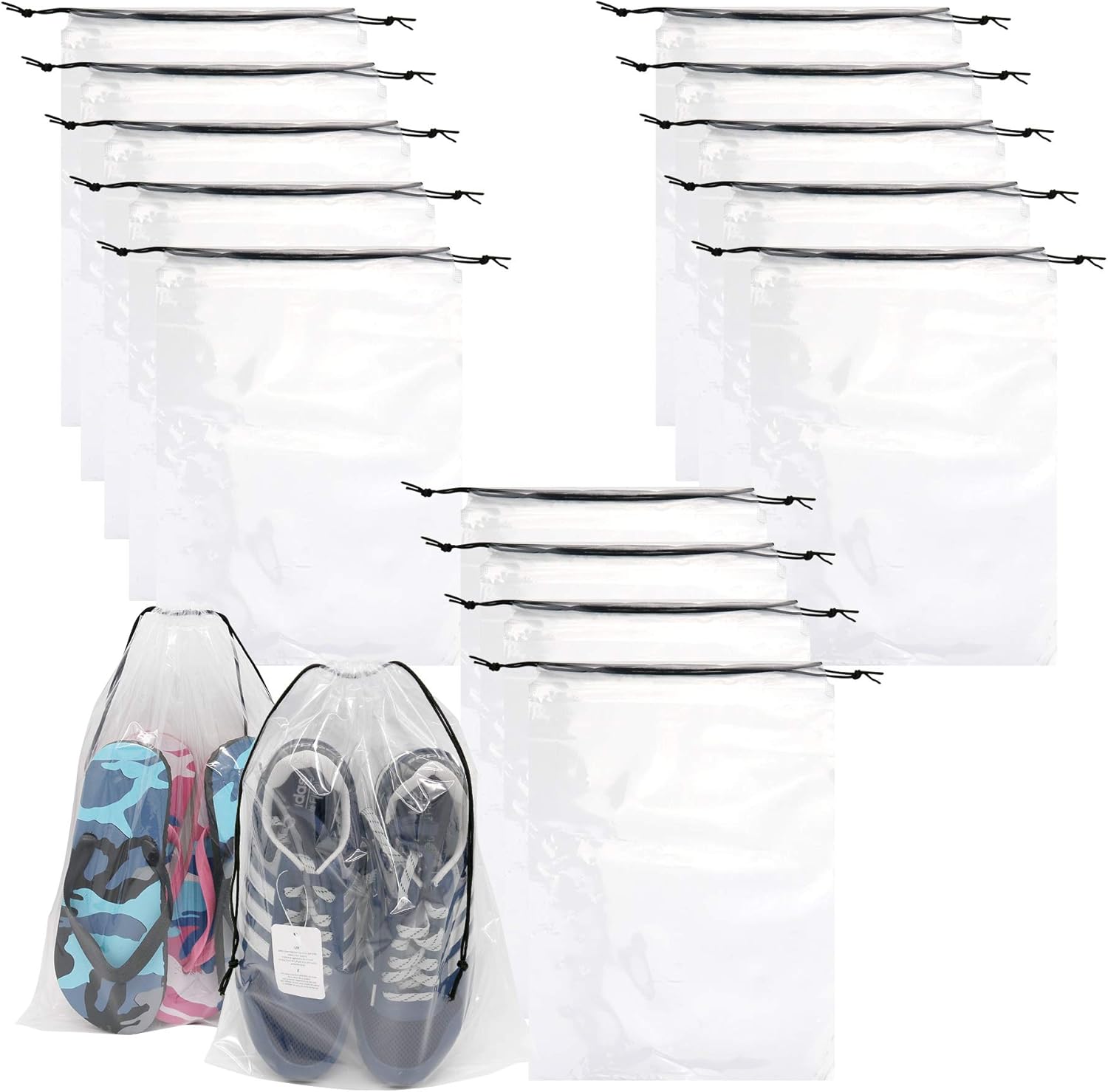 Toy Storage Organization Transparent Bags Set of 16 Pieces, Large Organizer Bags with Drawstrings For Playroom Game Pieces Baby Toys Bathtub, Dolls (16PCS-Transparent): Home Improvement