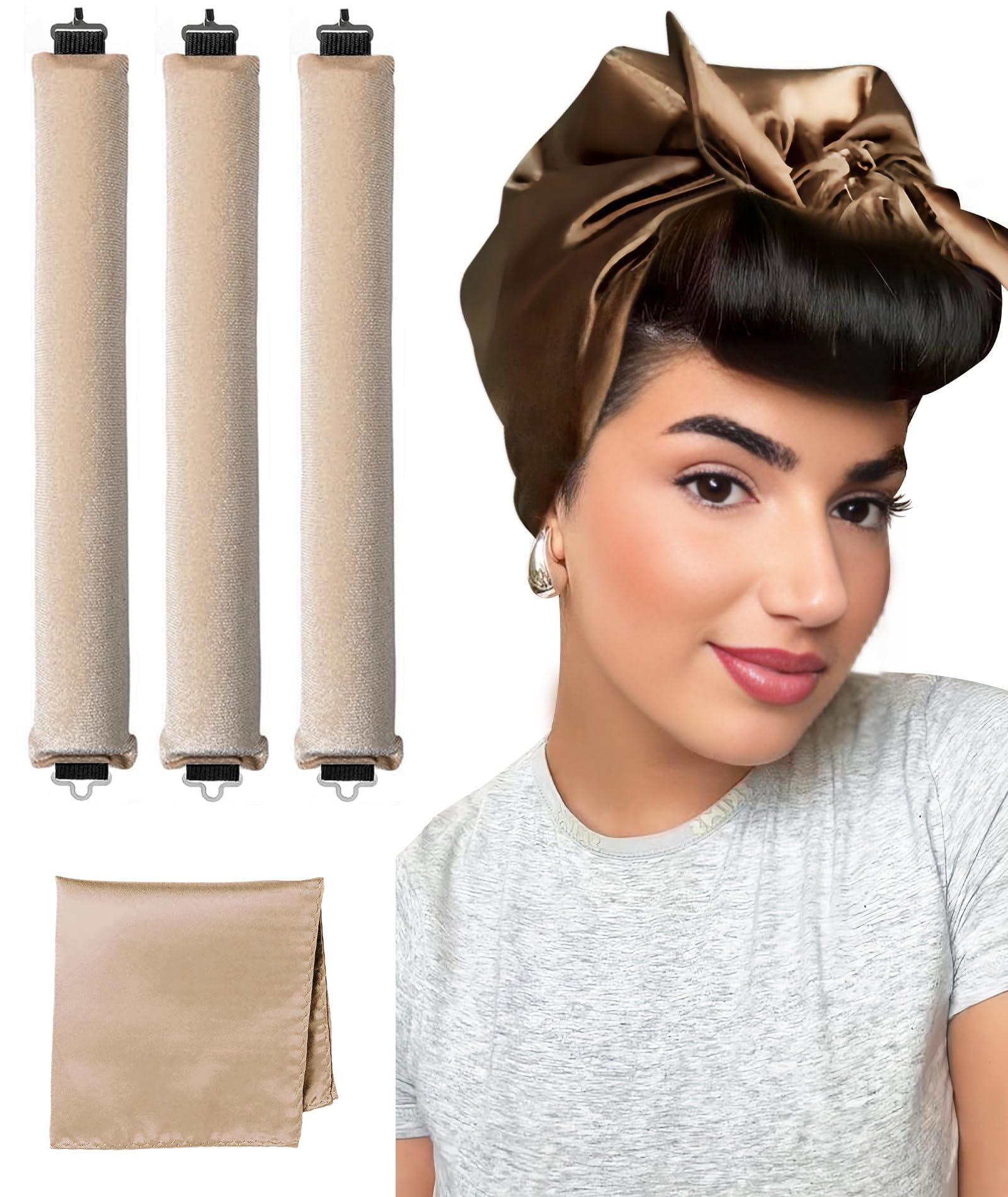 Photo 1 of YOSHUYUKI Littles Heatless Curls Overnight Rods Velvet Hair Curler to Sleep in No Heat Heatless Curling Iron Foam Sponge Flexi Rods Hair Rollers for Long Short Hair Care Styling Tools Cream