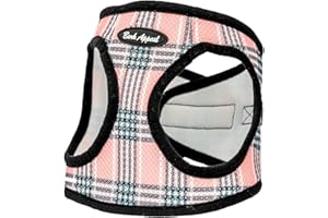 Bark Appeal Step-in Dog Harness, Mesh Step in Dog Vest Harness for Small & Medium Dogs, Non-Choking with Adjustable Heavy-Duty Buckle for Safe, Secure Fit – (Medium, Pink Plaid)