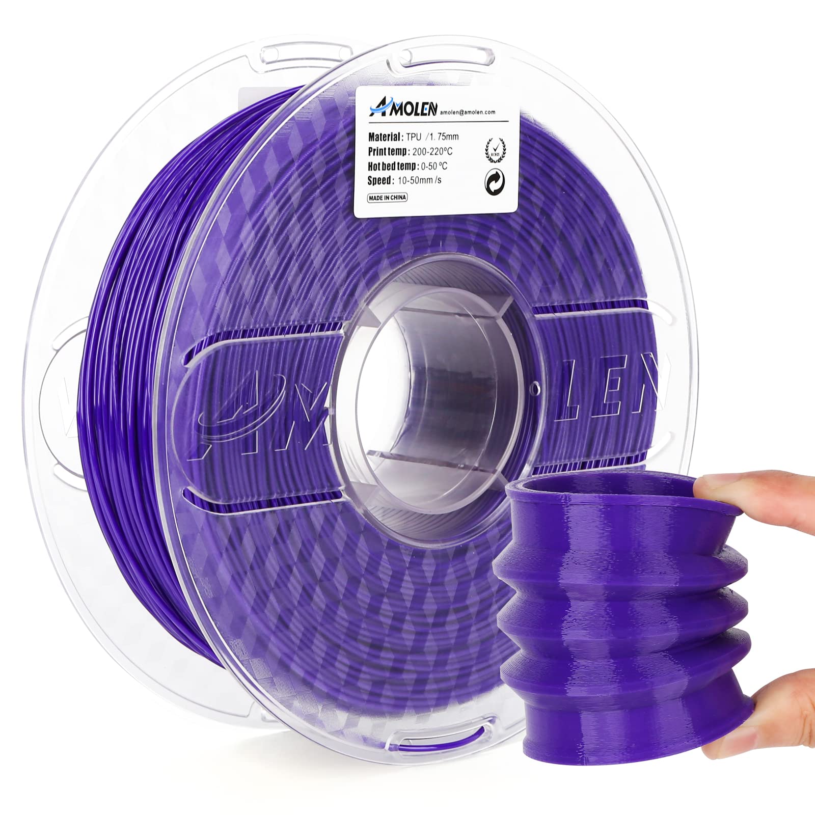 AMOLEN TPU 3D Printer Filament 1.75mm, Flexible