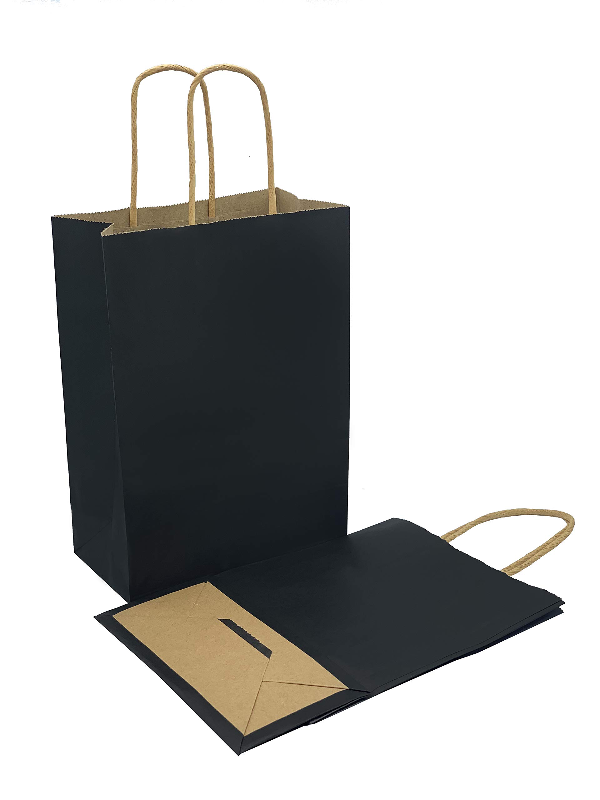 Pack of 6 Vertical Paper Gift Bags Plain Colour 21 x 15 x 8 cm (Black)