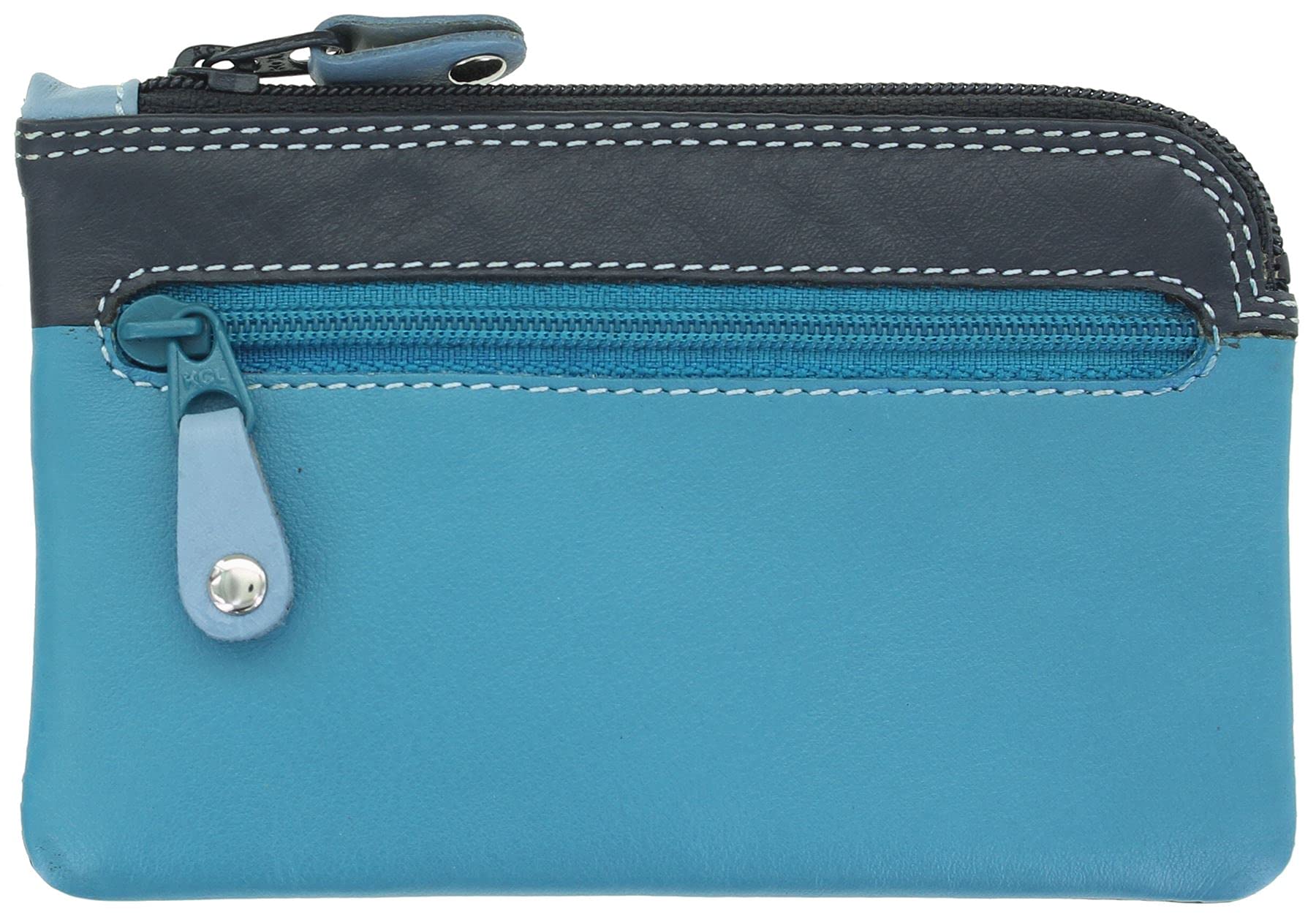 Visconti Rainbow Collection Geno Leather Coin Purse with Keyring RB69 Blue Multi