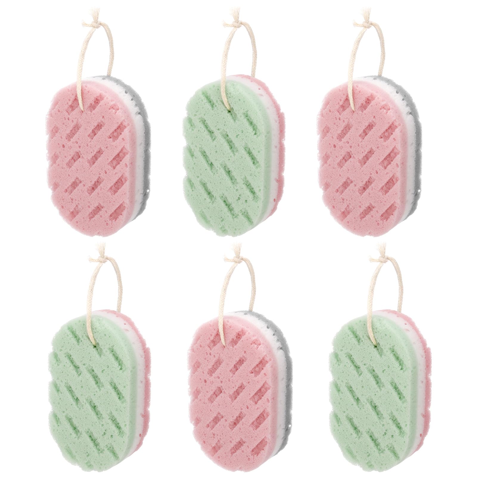 Opopark 6 Packs of Shower Sponges, Exfoliating Shower Sponges,Adult Shower Foam Sponge Rubbing Bath Sponge,Soft Shower Scrub,Male and Female Body Cleaning Products