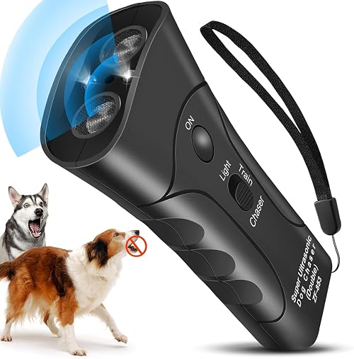 Innefier Anti Barking Device for Dogs, Ultrasonic Dog Deterrent Control Sonic Bark Deterrents Stop Waterproof Mini Outdoor Deterrent 3 in 1 Bark Control Tool Frequency Levels Humanized and Safe