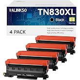 Valinkso TN830XL Toner for Brother Printer | Brother TN830 TN830XL/V/R | Compatible for HL-L2460DW DCP-L2640DW MFC-L2820DW HL-L2405W MFC-L2807DW MFC-L2900DW Printers (4 Black)