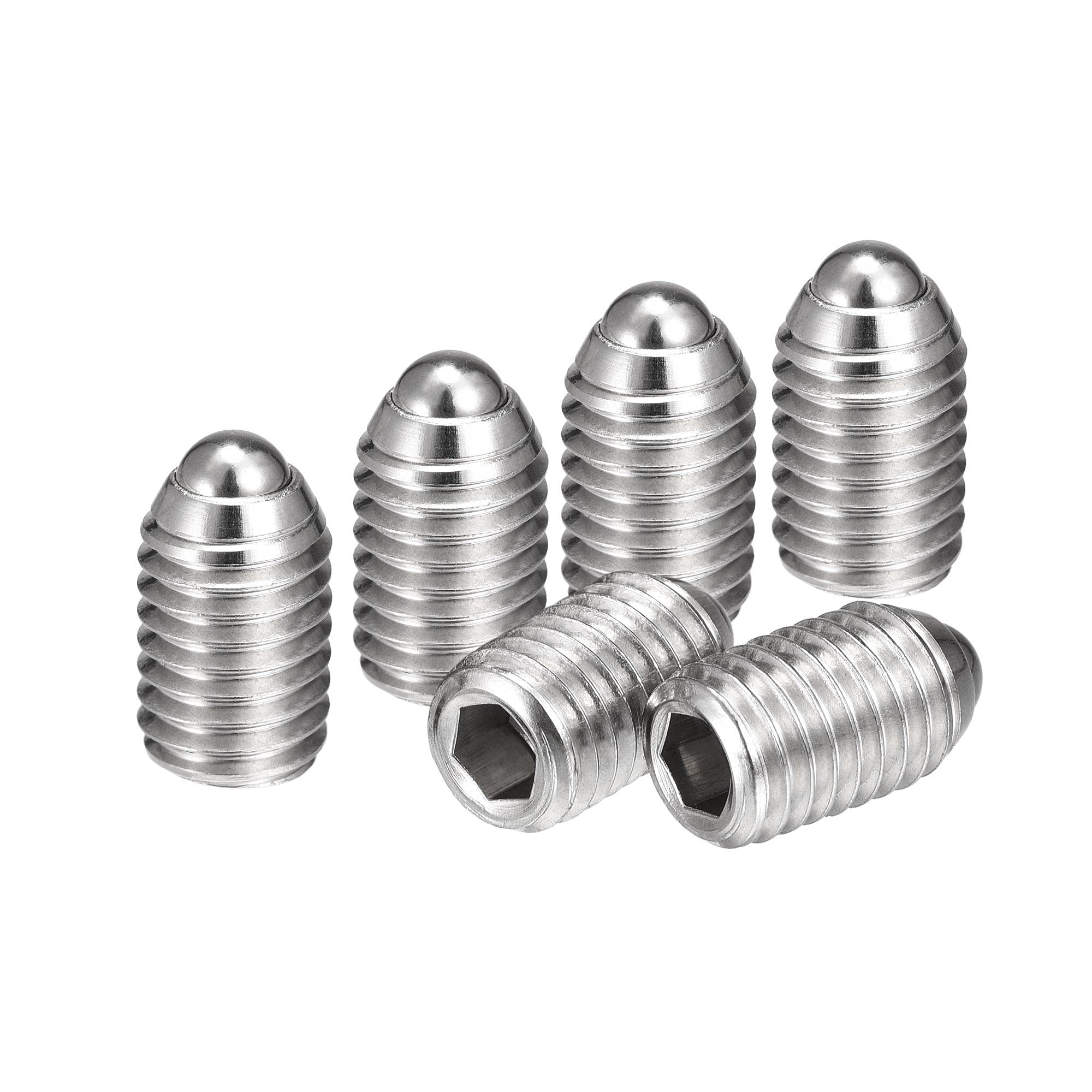 sourcing map Ball Point Set Screws, M10 x 16mm 304 Stainless Steel Metric Spring Hex Socket Screw 6pcs
