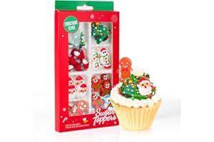 COBAKEY Christmas Icing Decorations 27 Counts Edible Royal Icing Cake Decoration Gingerbread Man Christmas Tree Snowman Santa Claus Xmas Stocking for Holiday Party Cake Topper