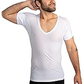 Ejis Men’s Ultra Breathable Sweatproof Undershirt, Deep V Neck, Anti-Odor with Underarm Sweat Pads