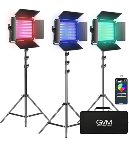 GVM RGB LEDビデオライト GVM RGB LED Video Lighting Kit, 800D Studio Video Lights