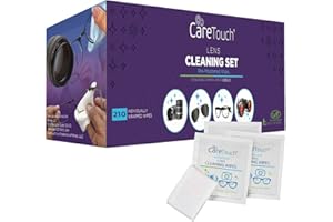 Care Touch Lens Wipes for Eyeglasses- 210 Count Individually Wrapped Pre- Moistened Wipes, 5 x 6 Inch- Camera Lens, Sunglasses and Glasses Cleaner,- Gentle and Portable for Cleaning of Optical Devices