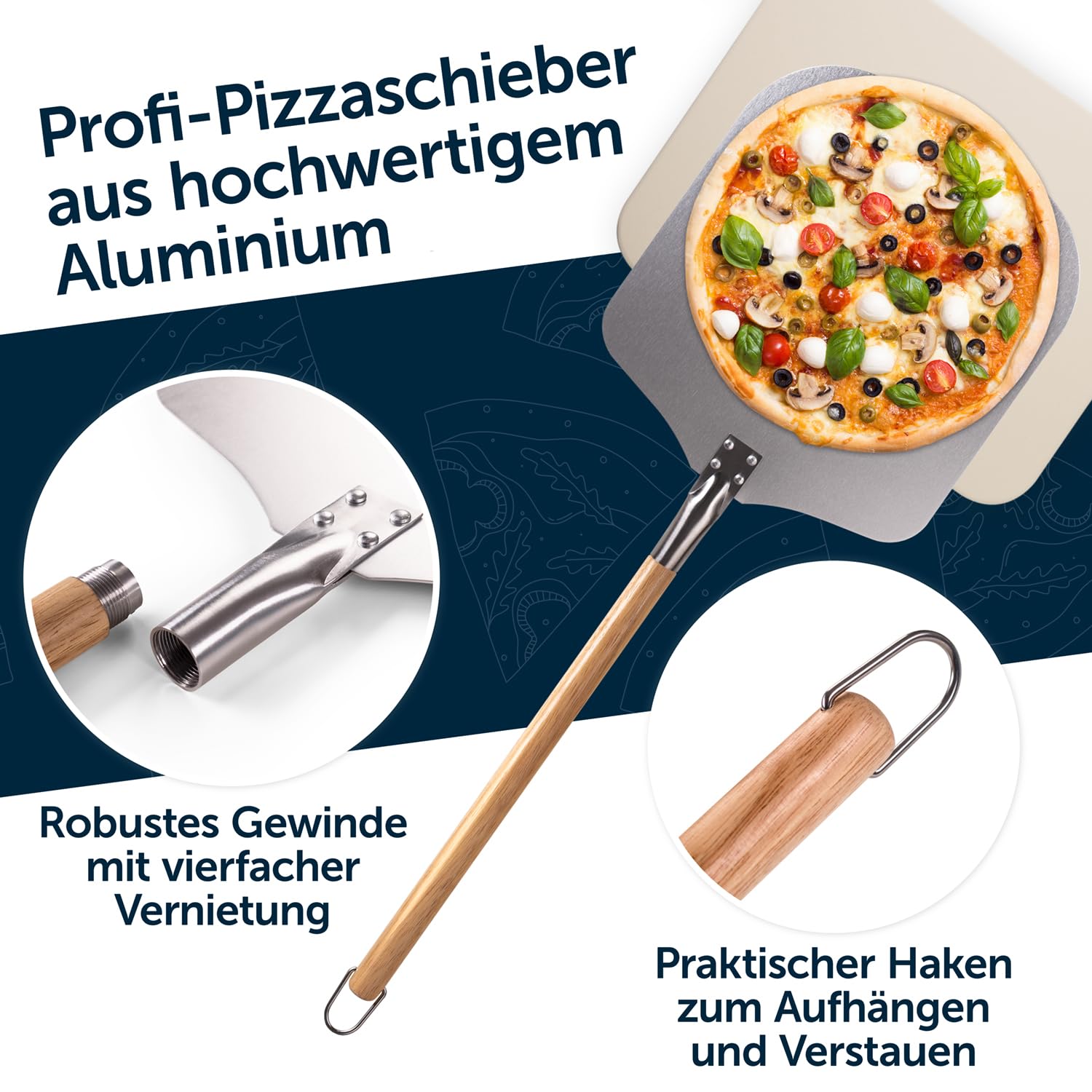 Blumtal Pizzastein Gasgrill & Pizzasschieber - Pizza Schamottstein für Backofen, Grill Steinofen Backstein 4