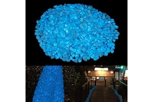 Lechloris Glow in The Dark Stones-20Ib, 0.3-0.8" Natural Glow Rocks Pebbles for Outdoor Garden Landscaping Walkway & Indoor Decorative Glowing Stones for Aquarium Fish Tank DIY (Blue)