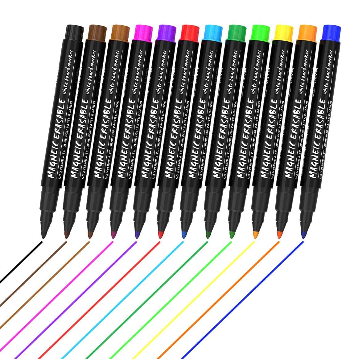 Artbiu 12 Whiteboard Pens, Dry Wipe Pens for Whiteboard Markers for office