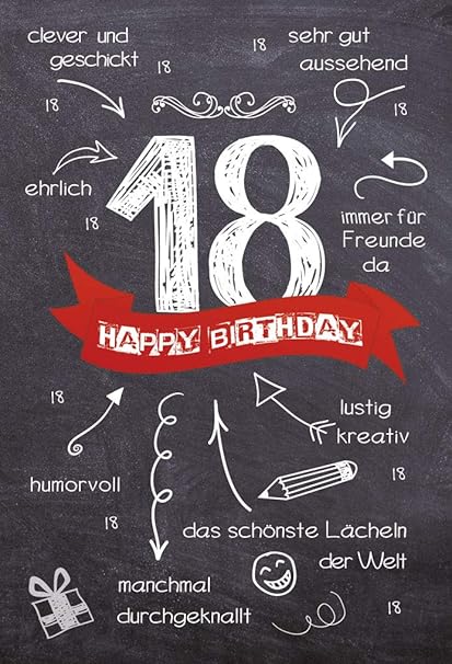 Geburtstagskarte Zum 18 Geburtstag Karte Zur Volljährigkeit Geburtstagskarte Mit Zahl Karte Zum 18 Geburtstag Im Set Karte In Folie Din A6