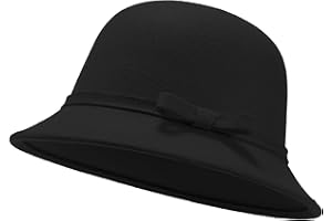 ULTRAKEY Women Felt Hat, Bucket Hat, Adjustable Vintage Bowler Suede Wool Hat with Bowknot
