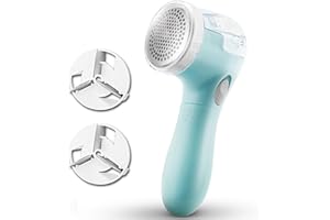 BOJIA Feeke Lint Remover, Electric Clothes Sweater Fabric Shaver, Portable, Quickly and Effectively for Couch, Blanket, Curtain, Socks, Legging, Wool, Cashmere, Battery Operated, Sky Blue