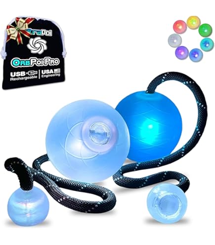 Kit OrbPoi LED Rechargeable UltraPoi - Plus De 30 Modes Couleur, Poignées Sans LED, Pour Flow Arts Et Spectacles Lumineux