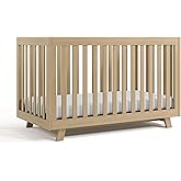 Storkcraft Beckett 3-in-1 Convertible Crib (Driftwood) – GREENGUARD Gold Certified, Fits Standard Crib Mattress, Converts to Toddler Bed and Daybed, 4 Mattress Heights, Grow-with-Me Design