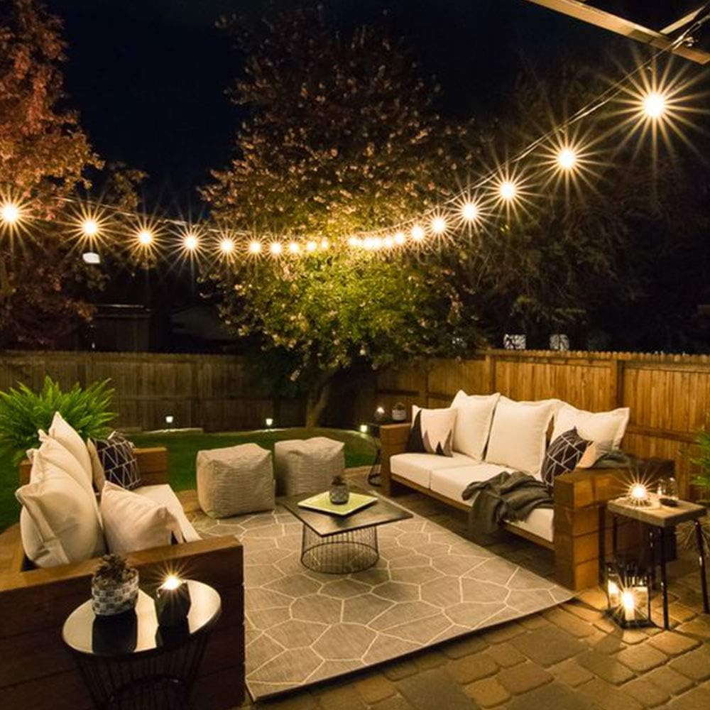 SUNTHIN 48FT LED Outdoor String Light with Shatterproof LED Filament Bulb for Patio Lights, Backyard Lights, Porch Lights, Party Lights and Commercial Lighting - - 
