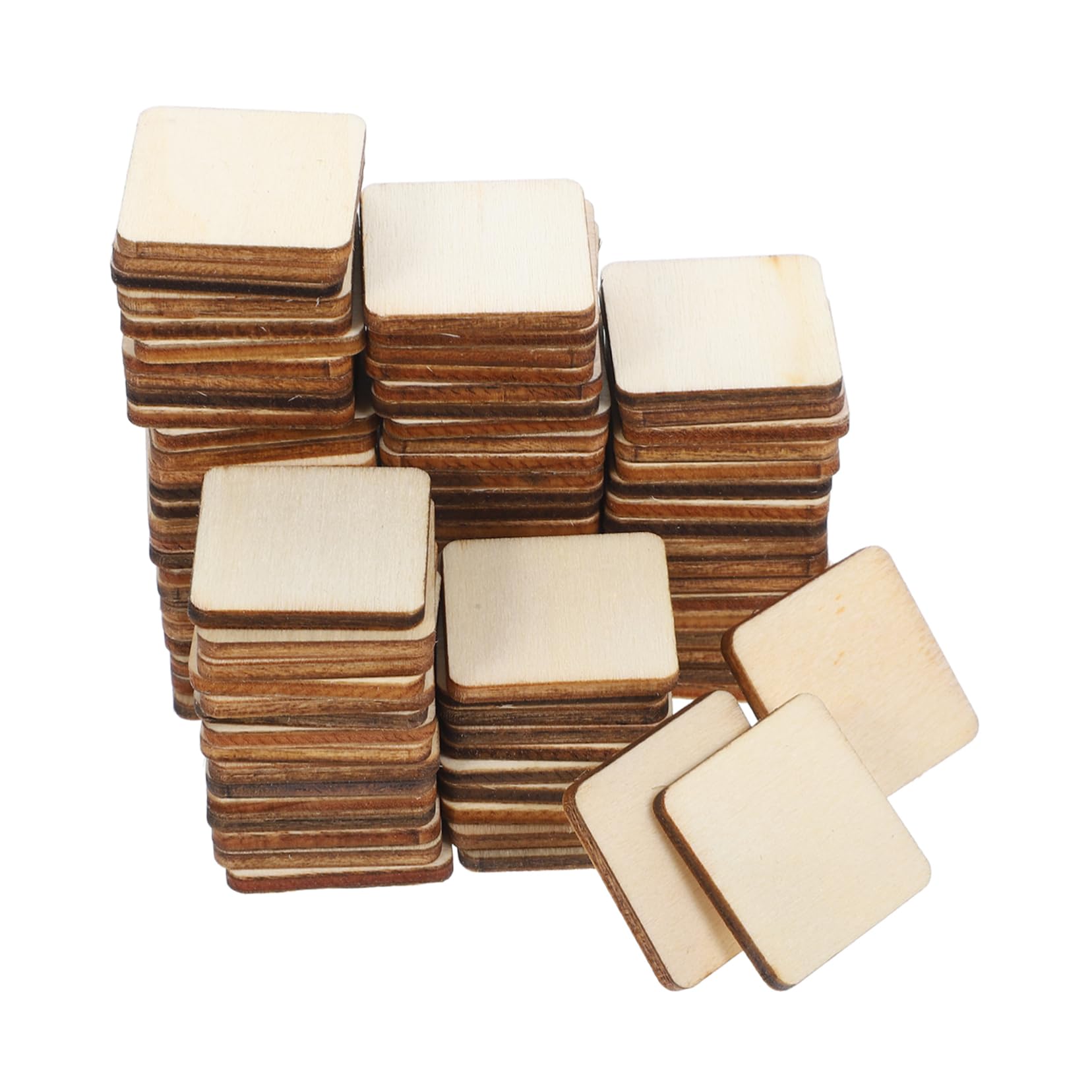 Healifty Decorative Labels Craft Wood Cutouts 200pcs Unfinished Wood Slices Square Wood Craft Embellishments Blank Wooden Chip for DIY Scrapbooking Wedding Crafts Wood Slabs Homemade Ornaments